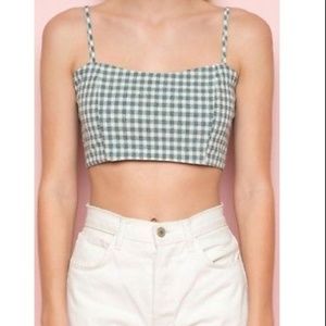 Green Gingham Brandy Melville Austen Top